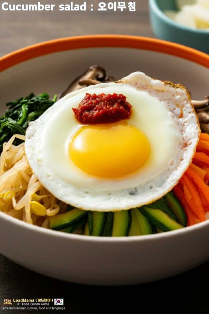 Oi Muchim Bibimbap, A simple yet satisfying Korean rice dish with Oi Muchim
