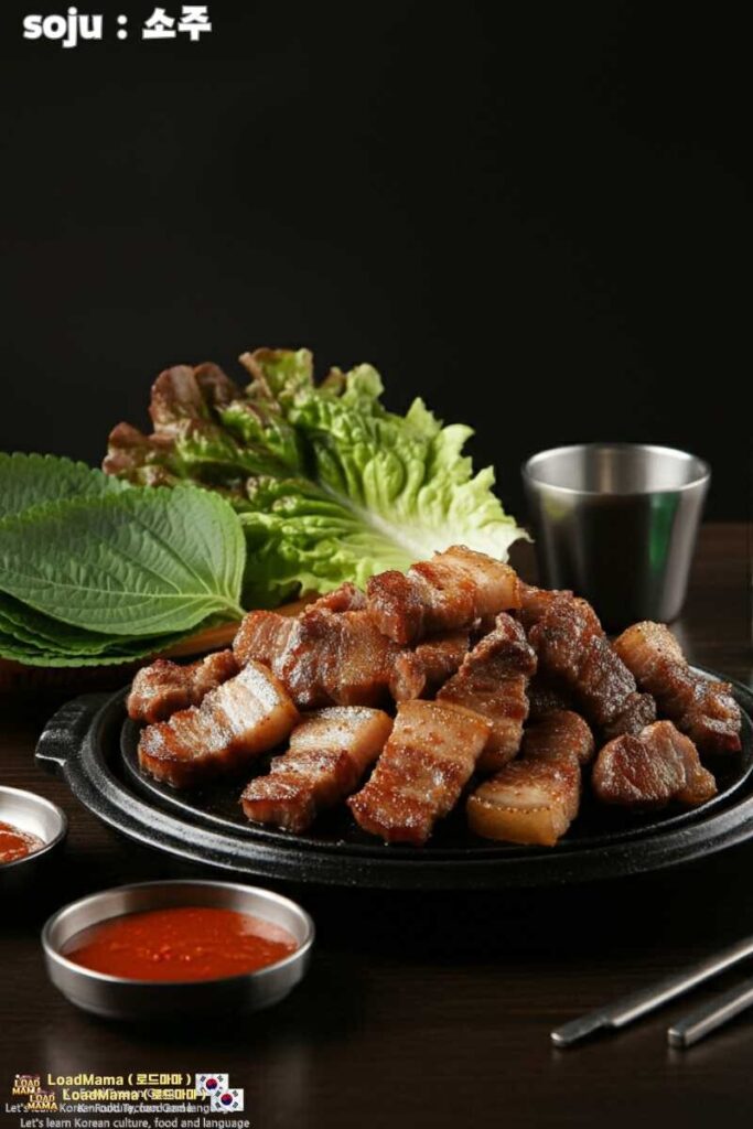 Samgyeopsal (grilled pork belly) and soju, the perfect pairing