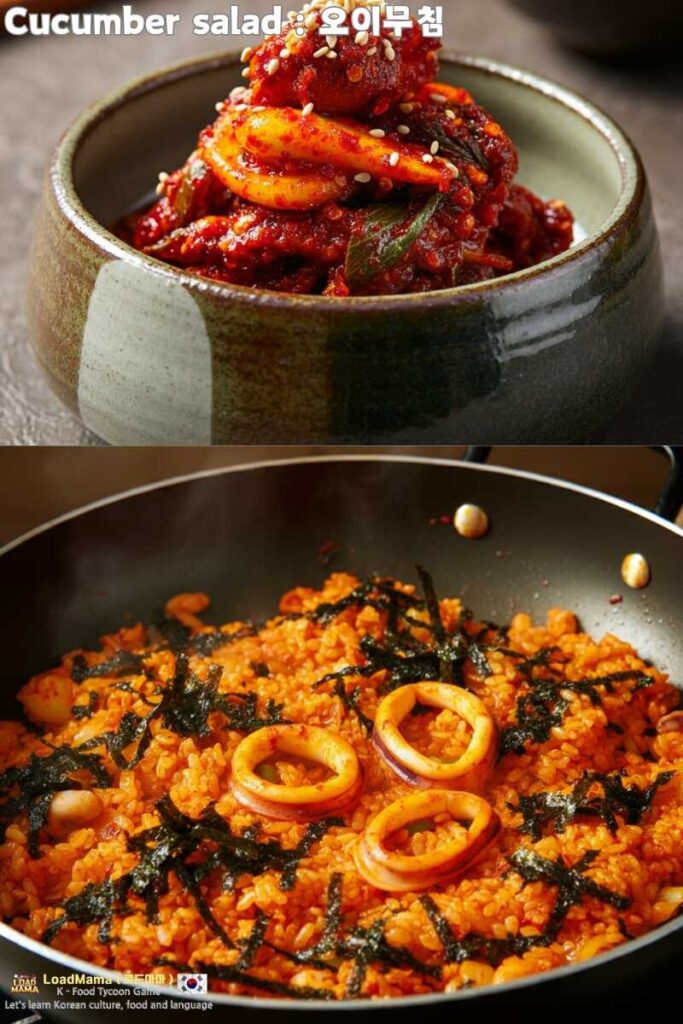 Spicy and flavorful Oi Muchim Bokkeumbap (fried rice).