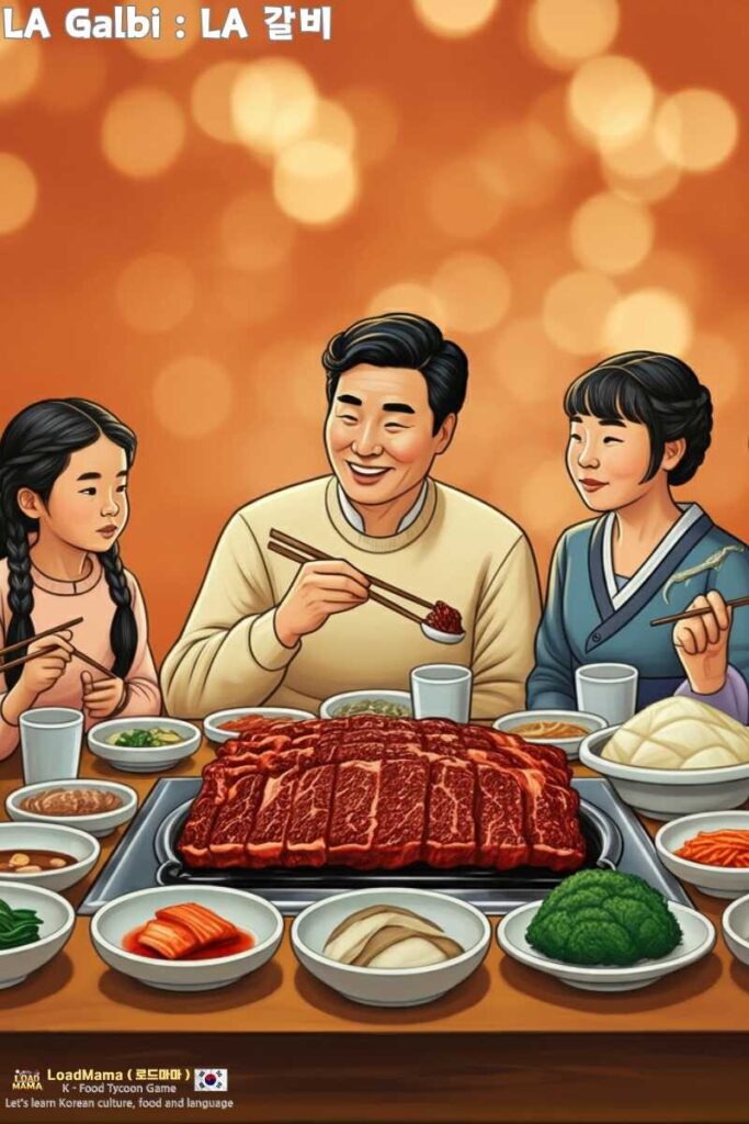 LA Galbi, the representative menu of Korean BBQ, retro poster