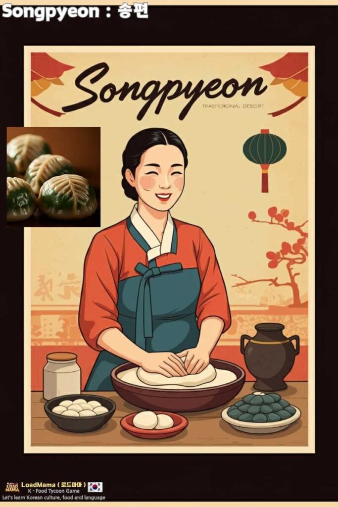 Vibrant Songpyeon Illustration, Capturing the Beauty of Korean Rice Cakes